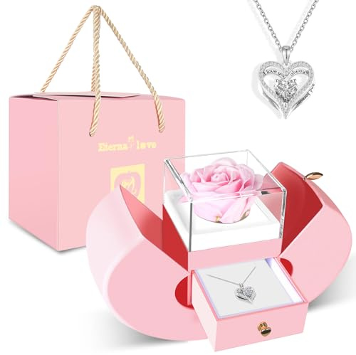 WEIMIL Preserved Pink Rose Gifts for Women,Mum,Wife, Girlfriend, Eternal Flowers Gift for Her on Christmas, Valentine's Day, Mother's Day, Birthday, Anniversary, Thanksgiving Day