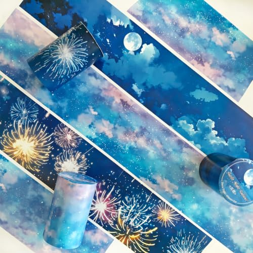MisKepaa PET Washi Tape,3 Rolls Scrapbook Sky Themed Tape Stickers,Scrapbook Zubehör Stickers for Junk Journal,Journaling,Bullet Journal,Planner,Adult,Phone Case,Diary,Notebook(Yeyu Starry Sky 1)