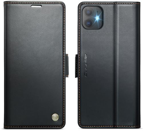 KZB Wallet Case for iPhone 11, Magnetic Flip, RFID Blocking, Black | 3 Card Holders, Kickstand, Shockproof, Premium PU Leather, Magnetic Closure, Phone Cover for iPhone 11 (6.1'')