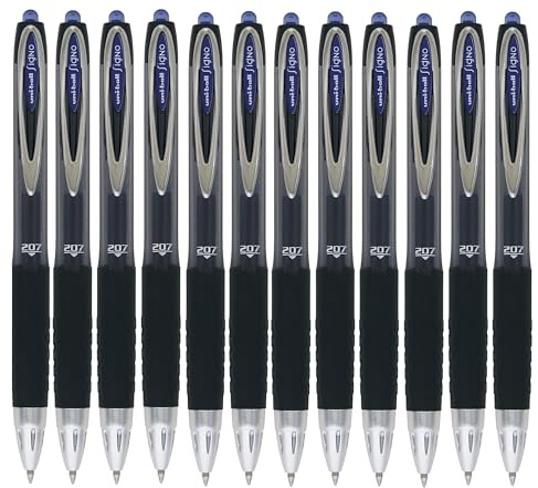 Uni-ball 704519 SigNo 207 Gel Rollerball Pen Retractable Fine 0.7mm Tip 0.4mm Line Blue Ref 9004601 [Pack of 12]