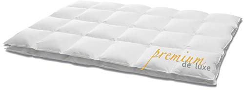 HANSKRUCHEN Premium de Luxe Daunendecke 260x240 cm - Leicht / Übergang - Made in Germany Kassettendecke aus 100% Baumwolle - Allergiker geeignet