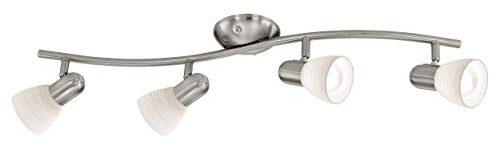 EGLO Deckenlampe Dakar 1, 4 flammige Deckenleuchte, Deckenspot aus Stahl, Farbe: Nickel matt, Glas: Milchglas mit Wischtechnik, weiß, Fassung: E14