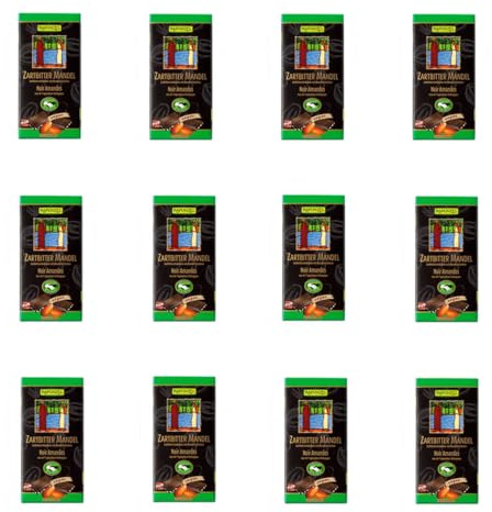 Rapunzel Zartbitter Schokolade mit Mandelstückchen, 12er Pack (12 x 80 g) - Bio
