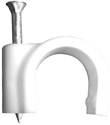 Zenitech - Ganchos de Fijación Ø5mm - Lote de 20 Ganchos para Cables de TV y Conductos Eléctricos - Fijación Segura con Clavos Especiales para Hormigón - Normas CE - Blanco