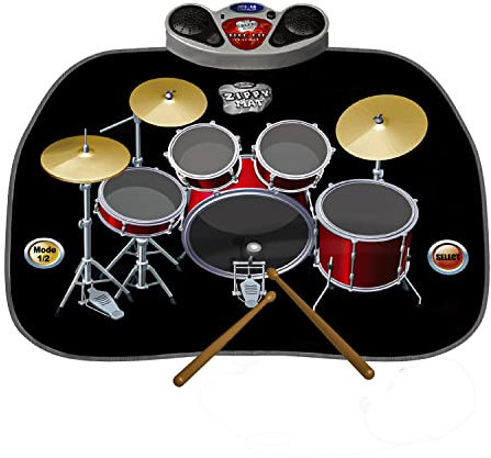 Global Gizmos Drum Kit Music Game Playmat ~ Kids, Fun ~ Includes Drumsticks ~ Interactive, Sounds ~ 52480