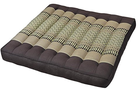 Wilai Kapok Thaikissen, Yogakissen, Massagekissen, Kopfkissen, Tantrakissen, Sitzkissen - Braun/Beige (Sitzkissen 50x50x7-82419)