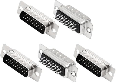 sourcing map 5 Stück DB26 Stecker 3 Reihen 26 Pin D-Sub Stecker Anschluss Adapter Löttyp Panel Mount
