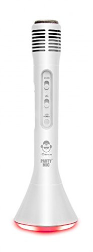 Idance Bluetooth Microphone for Karaoke Party with LED Light and Echo Remote Control Weiß