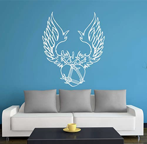 Indigos UG - Wandtattoo Wohnzimmer - Wandaufkleber Herz Engel Zauber Traum 80x66cm, silber w357 - Aufkleber Kinderzimmer Schlafzimmer Küche Badezimmer Büro Dekoration