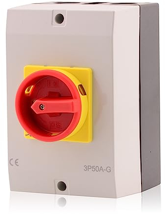 Intratec Hauptschalter Gehäuse, 50 A, 3-polig – Aufputz Steuerschalter, Komplettlösung für Innen- und Außenbereich, Lasttrennschalter IP65, 175 x 115 x 135 mm