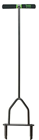 Yard Butler ID-6C Manueller Rasenentkernbelüfter – Grasentkernungswerkzeug – Grasbelüfter für kleine Höfe – lockern verdichteten Boden – Gartenhandwerkzeuge – Grau, 94 cm