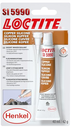 Loctite SI 5990- Silicone couleur cuivre pour joint d'étanchéité mécanique, pate à joint moteur haute température, résiste jusqu'à 350°, tube 40 ml