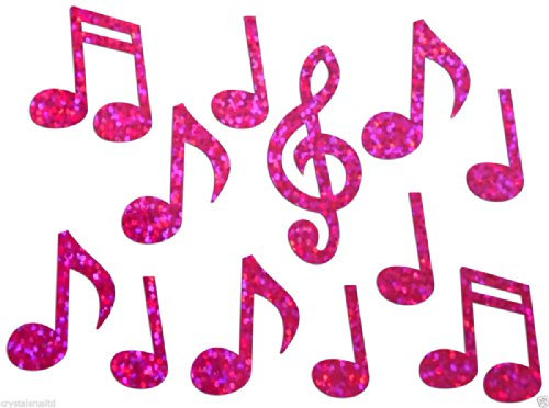 CrystalsRus Pink Music Notes Holographic Iron-On Bling Novelty DIY Party Tshirt Transfer Applique Patch