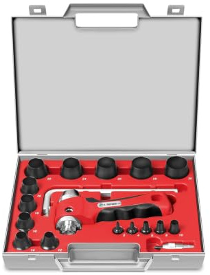 Paffrath® Lochstanzer-Satz 3-30 mm mit Kreisschneider - koppelbar Locheisen | Locheisen Set mit Halter & Seitengriff, schlagabsorbierender 2-Komponenten-Griff, verstärkter Schlagkopf, legierter Stahl