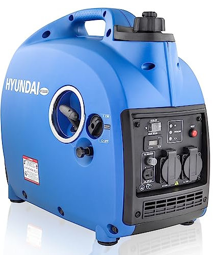 Hyundai 2000W / 2kW Petrol Inverter Generator, Pure Sine Wave Output, Portable Lightweight & Suitcase Style, Low Noise, 3 Year Warranty