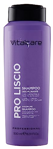 Vitalcare | PRO - Glattes Disziplinierendes Shampoo für krauses Haar, schwer zu glätten; mit Keratin und Avocadoöl, erweicht das Haar von der Wurzel bis zu den Spitzen, 500 ml, 1