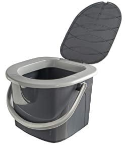 BranQ - Home essential Unisex-Youth BranQ Mobile Campingtoilette 15,5 Ltr. mit max. Tragkraft bis 120kg, Kunststoff PP, Anthrazit, kleine Größe 31x31x28 (LxHxB), 15.5 L