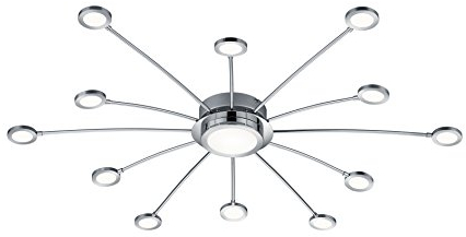 Trio Leuchten LED Deckenleuchte Bodrum 673311306, Metall Nickel matt, inkl. 6,6 Watt LED & 12x 2,1 Watt LED, Lichtfarbe wechselbar, Dimmbar, Fernbedienung