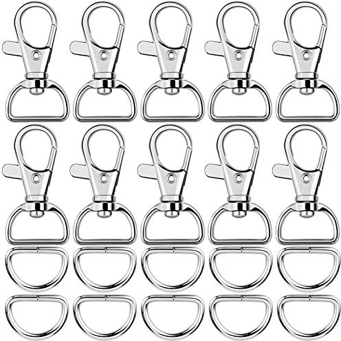 Paxcoo 60 ganci girevoli a scatto e anelli a D per cordino e progetti di cucito (larghezza interna 2,5 cm)