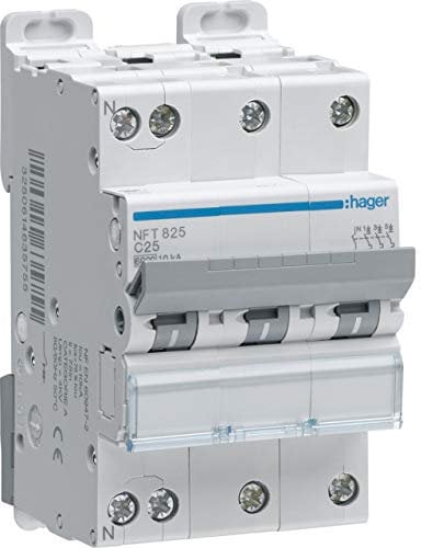 disjoncteur - 3 poles + neutre - 6-10ka - courbe d - 10a - 3m - hager ngt810