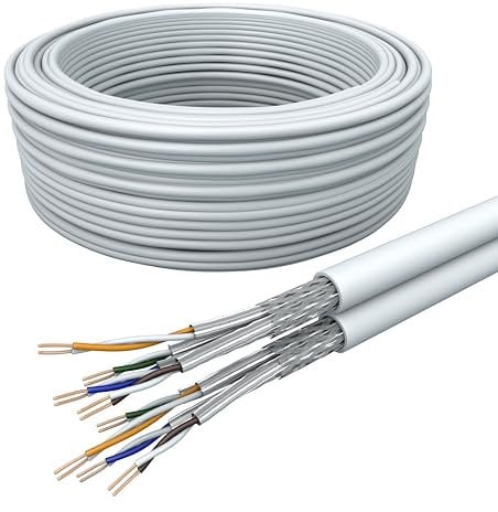 Draka Netzwerkkabel Verlegekabel LAN Kabel 100m Cat 7 Duplex S/FTP PiMF LSZH Halogenfrei AWG 26/1 Optimiert für die Heimverkabelung Installationskabel Datenkabel PoE 100% Kupfer UCHome 10Gbit/s Weiß