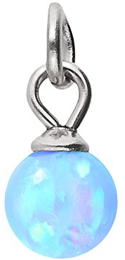 PIERCINGLINE Chirurgenstahl Anhänger für Clicker Piercing Ringe & Kreolen mit synth. OPAL Piercing Ohr Helix Silberfarben Weiß