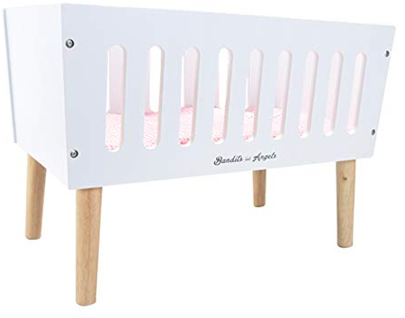 Bandits & Angels Holzpuppenbett Sweet Dreams weiß – Puppenbett aus Holz – geeignet für Puppen bis 46 cm – inklusive Decke – Puppenbett – Puppenmöbel