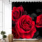 LIVILAN Roter Duschvorhang für Badezimmer, Rosen-Duschvorhang, schwarz und rot, Duschvorhänge, rote Rose, Duschvorhang mit Haken, schwarze Blume, dekoratives hübsches Valentinstagsgeschenk, 183 cm B x