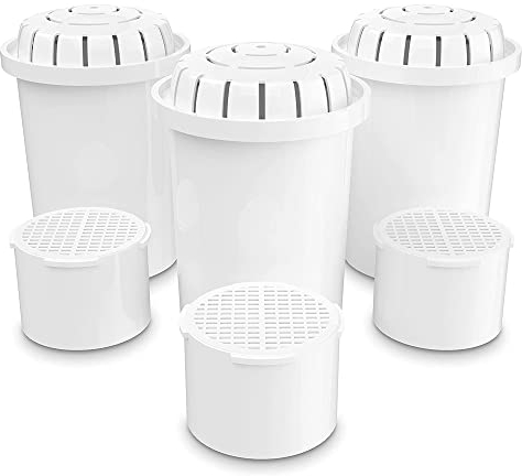 Invigorated Water PH001 - Confezione da 3 filtri alcalini per acqua più PH002 Filtro alcalino a membrana UF - Filtro dell'acqua di ricambio alcalino per caraffa filtrante alcalina - Dura 264 galloni