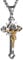 HZMAN Saint Benedict Kreuz Halskette für Männer Edelstahl INRI Kruzifix Kreuz Anhänger Halskette Schmuck Geschenk (Groß Silber Gold)