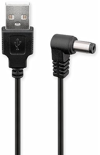 goobay 55158 - Cavo di alimentazione DC, cavo di alimentazione, cavo di collegamento, da USB a spina cava DC, 5,5 x 2,1 mm, 5 V, nero, 1 m