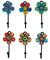 Gall&Zick Wandhaken Haken bunt Set Motiv Keramik Handtuchhaken handbemalt (Blume Set/4)