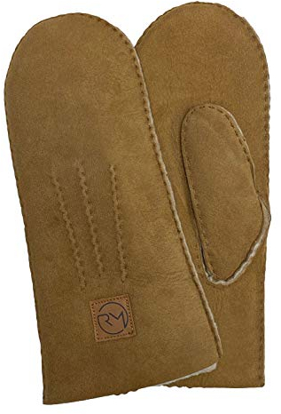 Rohn Moden Lammfell Handschuhe Arber echtes Merinolamm für Damen und Herren, Fäustlinge, Fausthandschuhe in Premiumqualität aus spanischem Merino camel Größe 9