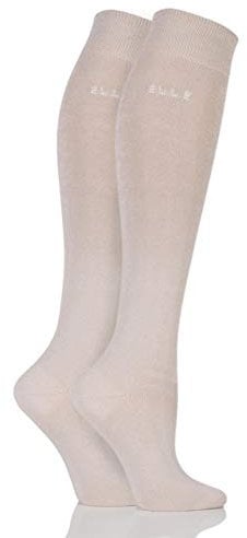 Elle Ladies Plain Bamboo Knee High Socks Soft, Breathable & Cooling Long 2 Pair Multipack Size 4-8 Colourful for Everyday Casual Wear Neutral 4-8