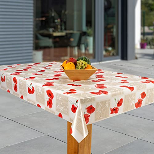 laro Wachstuch-Tischdecke Abwaschbar Garten-Tischdecke Wachstischdecke PVC Plastik-Tischdecken Eckig Meterware Wasserabweisend Abwischbar, Muster:Monblume, Größe:100x140