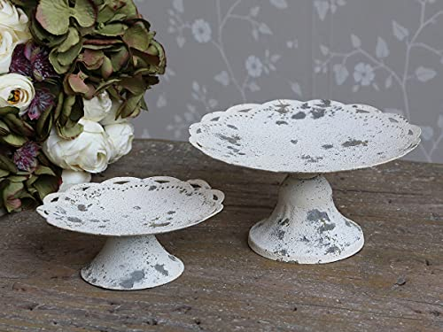 Chic Antique Dekoschale Kelch Aufsatz antik weiß Ø 13,5x5cm Shabby Vintage Obstschale Schmuckschale Metall Antik patiniert