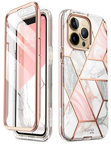 i-Blason Cosmo Series Slim Full Body Protective Case for 6.1 Inch iPhone 13 Pro (2021 Release), Marble Pink