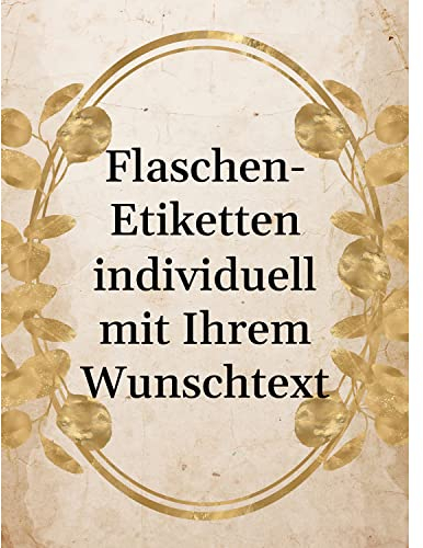 8 Flaschenetiketten selbstklebend mit Text personalisiert - Etikett Ovaler Rahmen - Flaschen Aufkleber für Wein oder Sekt