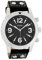 Oozoo Herrenuhr mit Nieten Lederband 45 MM Schwarz/Schwarz C6113