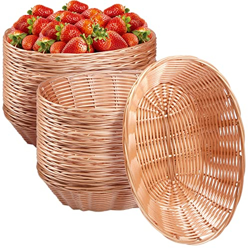 24 Stück ovale Korb aus Kunststoff, Brotkörben, für Obst, Brot, Lebensmittel, Aufbewahrungskorb für Geschenke, leere Zuhause, Küche, Restaurant, Lebensmittel, Servieren, Aufbewahrung, Dekoration
