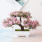 Bonsai Kunstpflanze Künstlicher Bonsai-Baum - Japanische Bonsai Naturgetreue Kunstpflanze Künstlicher Bonsai - Plastik Kunstpflanze für Büro/Fensterbank/Hof Tischdeko Büro Deko-Rosa