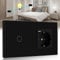 BSEED Touch Lichtschalter mit USB Steckdose Anschluss (Max. 2.1A) Typ C Port 1 Fach 2 Wege Wandschalter mit USB Steckdose Unterputz Lichtschalter mit Glasrahmen Schwarz (Nicht Smart Schalter)