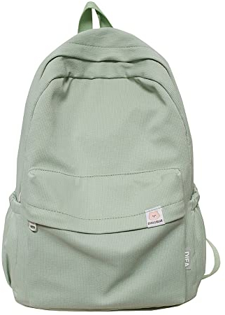DKIIL NOIYB Ästhetischer Rucksack für Mädchen, einfarbig, ästhetische Schultasche, große Kapazität, Kawaii-Rucksack, ästhetischer Rucksack für Schule, Studenten, Laptop-Rucksack, A07-Grün, 43