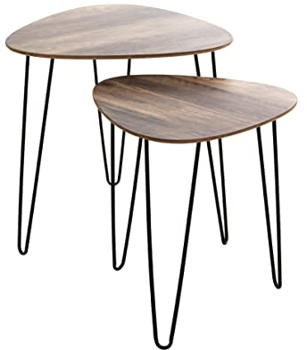 HAKU Möbel Beistelltisch Eiche, schwarz, MDF, Metall - Maße: H 52 cm x Ø 48 cm, Style: Modern