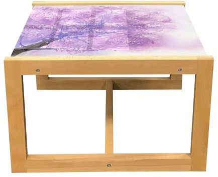 ABAKUHAUS Blume Couchtisch, Sakura Baum Frühling, Acrylglas-Mitteltisch mit Holzrahmen für Büros Wohnheime, Klein Größe, Lila