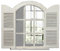 Sintosin Farmhouse Arched Window Mirror with Shutters 35 x 28 Inch Hanging Distressed Rustic Decorative Shutters Mirrors for Wall Decoration Living Room Wall Mirror Wooden Wall Mirror