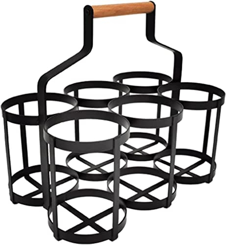 Porte-bouteille de lait, porte-bouteille de vin en métal au design moderne, porte-bière en fer for 6 bouteilles, porte-bière portable avec manche en bois, porte-bouteille de lait en verre for bar