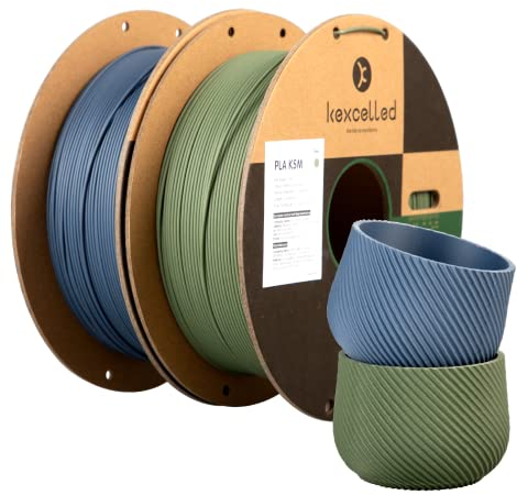 kexcelled Matte PLA Filament 1,75 mm, 2 Pack, Papprolle, 3D Drucker Filament +/- 0,03 mm, 2 kg Spule (4,4 lbs), PLA Bundle, Glanzfreie Farbe, Matt Textur, Marine Blau und Olivgrün