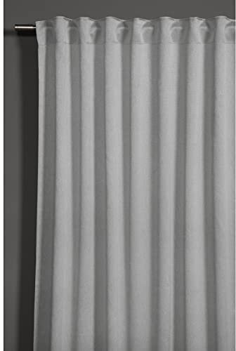 Gardinia Vorhang mit verdeckten Schlaufen und Gardinenband, Blickdicht, Verdunkelnd, Blackout, Gardine, Silbergrau, 130 x 245 cm
