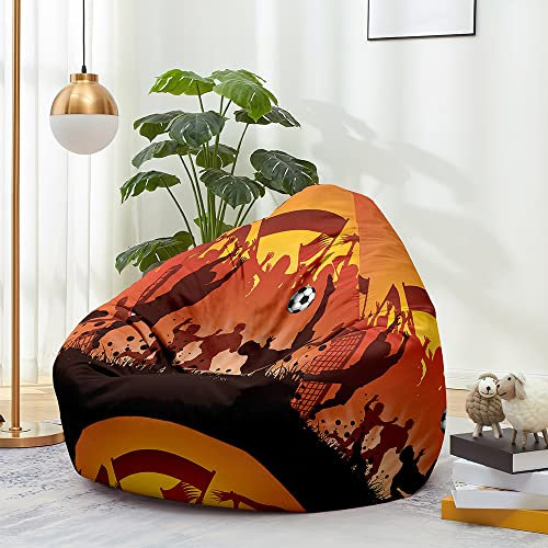 FANSU Bean Bag Cover Without Filling, Gaming Bean Bag Chair for Adult Kids, Premium Highback Beanbag Seat, Stuffed Animal Toy Storage, 3D Football Print Lazy Sofa (80x90cm,Football game)